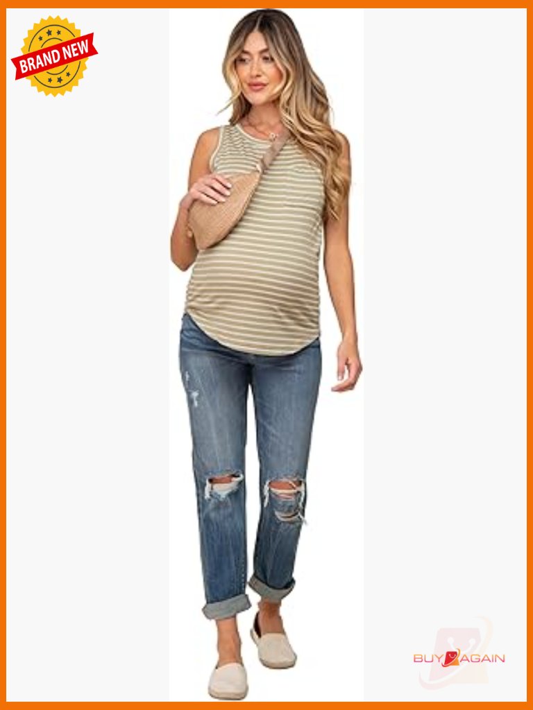 Distressed Knee Straight Leg Maternity Jeans Rolled Hem Mid Rise Pull On